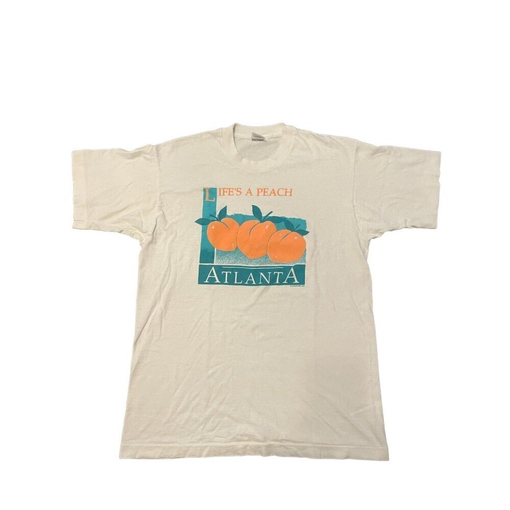 Fruit Of The Loom Unisex Multicolor Graphic Art Vintage Peach Atlanta T-shirt M